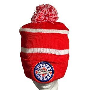 Hockey Night In Canada Budweiser Red & White Knit Beanie Hat With Pom